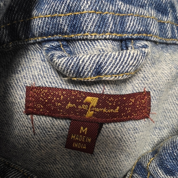 7 For All Mankind Denim Girls Distressed Jacket Size Medium - Picture 11 of 11